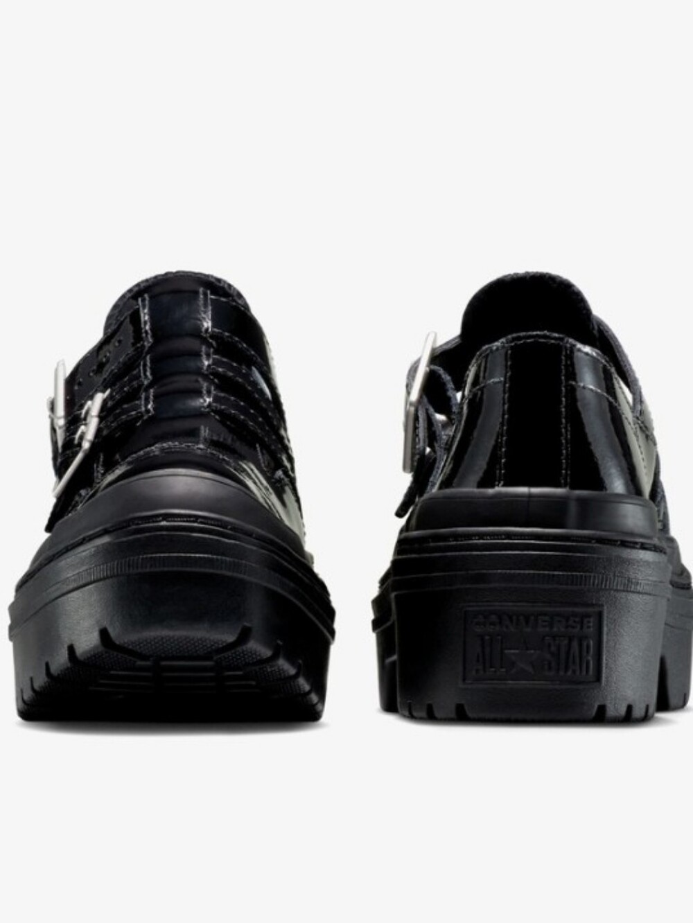 Converse Chuck Taylor All Star Lugged Heel Mary Jane Platform Shoe- Black Patent - Picture 6 of 12